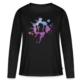 Échecs d’échecs jeu d’échecs - T-shirt manches longues Premium bio Femme - noir - Devant - Julia (174cm)