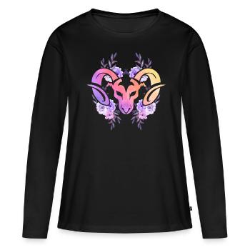 Bélier Signe astrologique Horoscope Astrologie - T-shirt manches longues Premium bio Femme - noir - Devant - Julia (174cm)