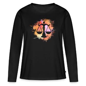 Waage Signe astrologique Horoscope Astrologie - T-shirt manches longues Premium bio Femme - noir - Devant - Julia (174cm)