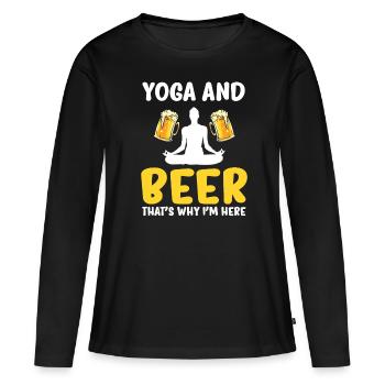 Yoga Yogi - T-shirt manches longues Premium bio Femme - noir - Devant - Julia (174cm)