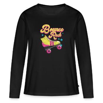 80er Jahre - Frauen Premium Bio Langarmshirt - Schwarz - Vorne - Julia (174cm)