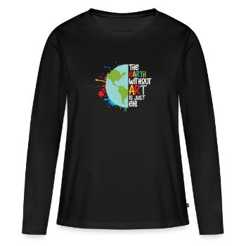 Art - T-shirt manches longues Premium bio Femme - noir - Devant - Julia (174cm)