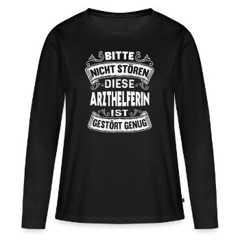 Diese Arzthelferin ist gestört MFA - Frauen Premium Bio Langarmshirt - Schwarz - Vorne - Julia (174cm)