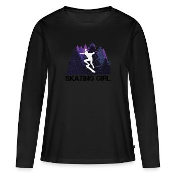 Skateboard filles dans la belle nature - T-shirt manches longues Premium bio Femme - noir - Devant - Julia (174cm)