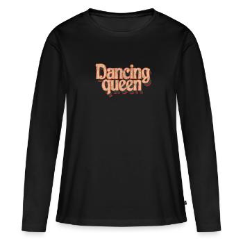 Disco - T-shirt manches longues Premium bio Femme - noir - Devant - Julia (174cm)