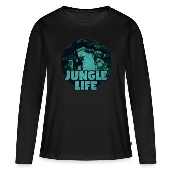 Jungle Life forêt tropicale jungle forêt tropicale - T-shirt manches longues Premium bio Femme - noir - Devant - Julia (174cm)