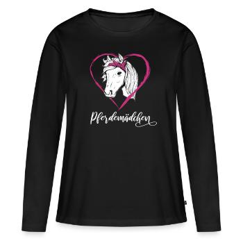 Pferdemädchen Pferde Herz Geschenkidee - Frauen Premium Bio Langarmshirt - Schwarz - Vorne - Julia (174cm)