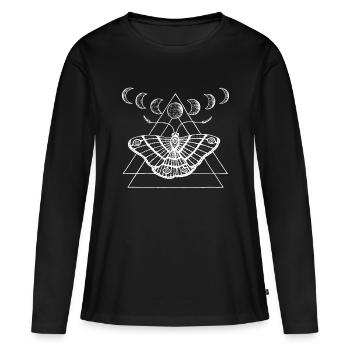 Motte avec phases lunaires par Nikki-Luka - T-shirt manches longues Premium bio Femme - noir - Devant - Julia (174cm)