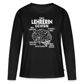 Lehrerin Gehirn Schule Pädagogin Klassenlehrerin - Frauen Premium Bio Langarmshirt - Schwarz - Vorne - Julia (174cm)