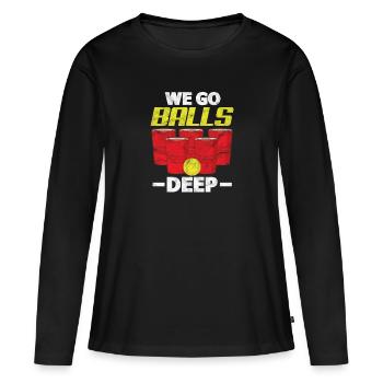 Beerpong - T-shirt manches longues Premium bio Femme - noir - Devant - Julia (174cm)