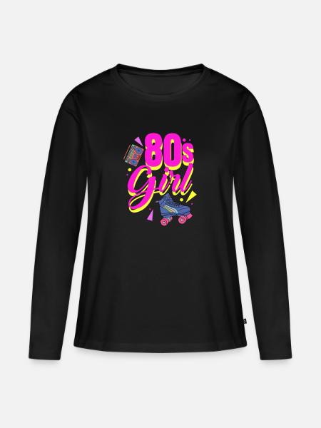 80er Jahre - Frauen Premium Bio Langarmshirt - Schwarz