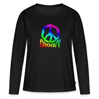 Hippy - Women's Premium Organic Long Sleeve Shirt - black - Front - Julia (174cm)