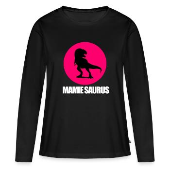 MAMIE SAURUS - DINOSAURE - T-REX - T-shirt manches longues Premium bio Femme - noir - Devant - Julia (174cm)