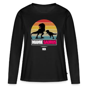 MAMIE SAURUS REX - SUNSET - DINO - T-shirt manches longues Premium bio Femme - noir - Devant - Julia (174cm)