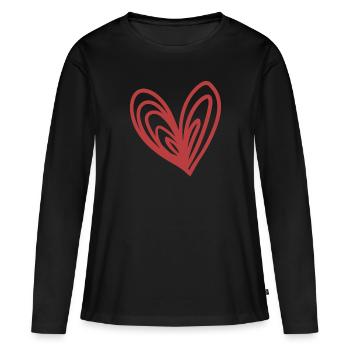 Gezeichnetes Herz, Romantischer Liebesbeweis - Frauen Premium Bio Langarmshirt - Schwarz - Vorne - Julia (174cm)