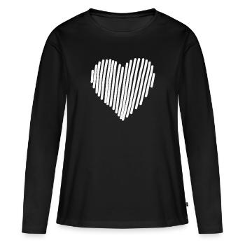 Gezeichnetes Herz, Romantischer Liebesbeweis - Frauen Premium Bio Langarmshirt - Schwarz - Vorne - Julia (174cm)