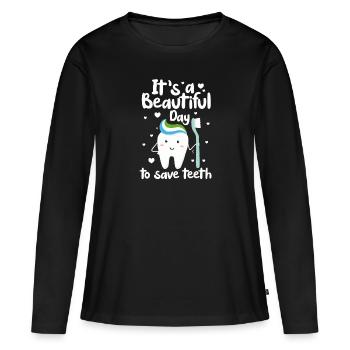 Dentiste Dentiste Dentiste Dentist Dents Cadeau - T-shirt manches longues Premium bio Femme - noir - Devant - Julia (174cm)