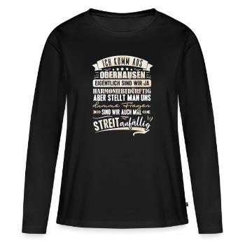 Oberhausener sind harmoniebedürftig NRW - Frauen Premium Bio Langarmshirt - Schwarz - Vorne - Julia (174cm)