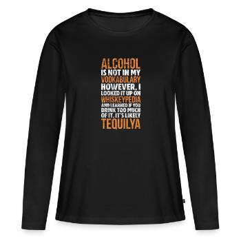 Alcool - T-shirt manches longues Premium bio Femme - noir - Devant - Julia (174cm)