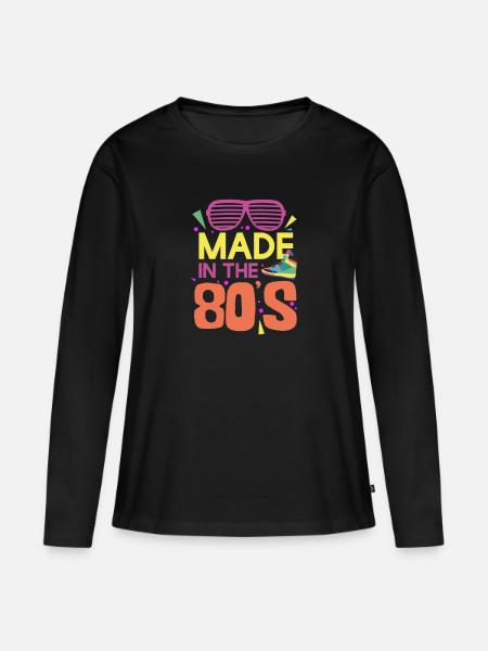 80er Jahre - Frauen Premium Bio Langarmshirt - Schwarz