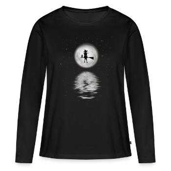 Witch with full moon - Women's Premium Organic Long Sleeve Shirt - black - Front - Julia (174cm)