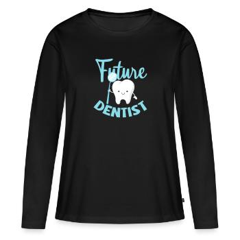 Dentiste Dentiste Dentiste Dentist Dents Cadeau - T-shirt manches longues Premium bio Femme - noir - Devant - Julia (174cm)