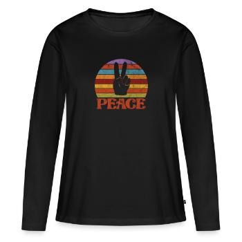 Hippie - T-shirt manches longues Premium bio Femme - noir - Devant - Julia (174cm)