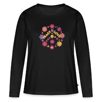 Hippie - T-shirt manches longues Premium bio Femme - noir - Devant - Julia (174cm)