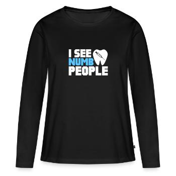 Dentiste Dentiste Dentiste Dentist Dents Cadeau - T-shirt manches longues Premium bio Femme - noir - Devant - Julia (174cm)