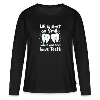 Dentiste Dentiste Dentiste Dentist Dents Cadeau - T-shirt manches longues Premium bio Femme - noir - Devant - Julia (174cm)