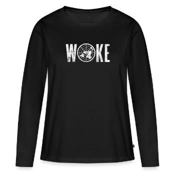 Terre plate - T-shirt manches longues Premium bio Femme - noir - Devant - Julia (174cm)