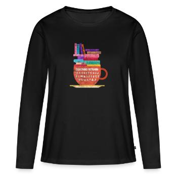 Lire - T-shirt manches longues Premium bio Femme - noir - Devant - Julia (174cm)