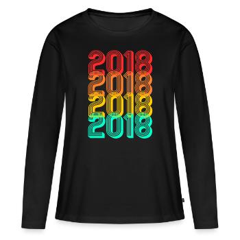 Né en 2018 2018 Don Naissance 2018 - T-shirt manches longues Premium bio Femme - noir - Devant - Julia (174cm)