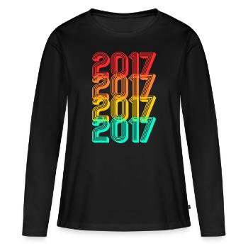 Né en 2017 Né 2017 Don Naissance 2017 - T-shirt manches longues Premium bio Femme - noir - Devant - Julia (174cm)
