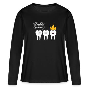 Dentiste Dentiste Dentiste Dentist Dents Cadeau - T-shirt manches longues Premium bio Femme - noir - Devant - Julia (174cm)