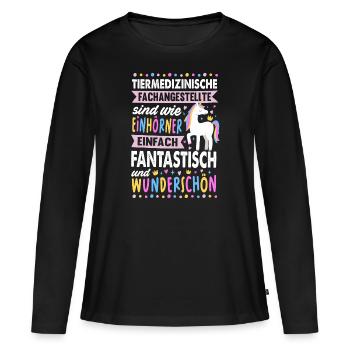 Tiermedizinische Fachangestellte Einhorn Tierarzt - Frauen Premium Bio Langarmshirt - Schwarz - Vorne - Julia (174cm)