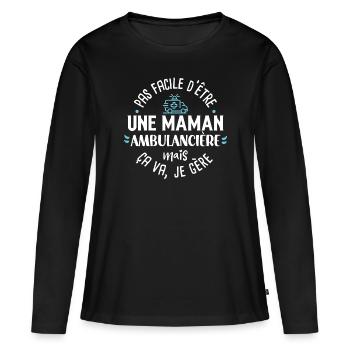 Ambulancière idée cadeau métier ambulance citation - T-shirt manches longues Premium bio Femme - noir - Devant - Julia (174cm)
