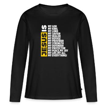Jésus-Christ Christ Religion chrétienne Don - T-shirt manches longues Premium bio Femme - noir - Devant - Julia (174cm)