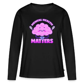 Mentale Gesundheit Psyche Therapie Gehirn - Frauen Premium Bio Langarmshirt - Schwarz - Vorne - Julia (174cm)