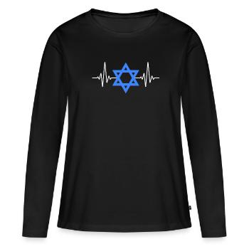 Hanoukka Juif Israël Juifs Hanoukka Cadeau - T-shirt manches longues Premium bio Femme - noir - Devant - Julia (174cm)