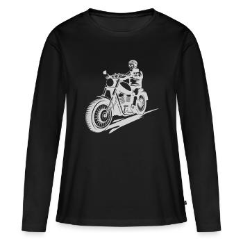 Motorcyclist Skellett - Women's Premium Organic Long Sleeve Shirt - black - Front - Julia (174cm)
