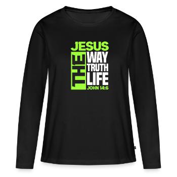 Jésus-Christ Christ Religion chrétienne Don - T-shirt manches longues Premium bio Femme - noir - Devant - Julia (174cm)