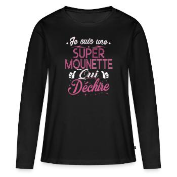 Grand-Mère Je suis une Super Mounette qui Déchire - T-shirt manches longues Premium bio Femme - noir - Devant - Julia (174cm)