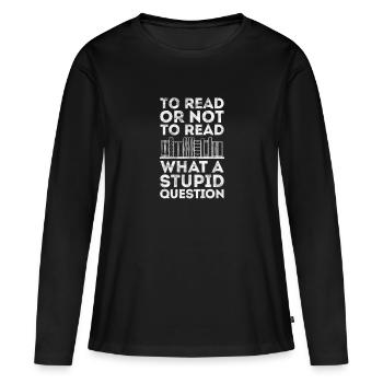 Lire - T-shirt manches longues Premium bio Femme - noir - Devant - Julia (174cm)