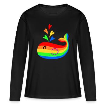 Rainbow Whale Hippie Whale Kids Cadeau - T-shirt manches longues Premium bio Femme - noir - Devant - Julia (174cm)
