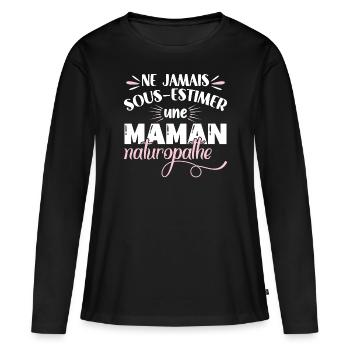 Naturopathe, humour métier naturopathie, médecine - T-shirt manches longues Premium bio Femme - noir - Devant - Julia (174cm)