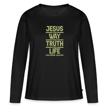 Jésus-Christ Christ Religion chrétienne Don - T-shirt manches longues Premium bio Femme - noir - Devant - Julia (174cm)