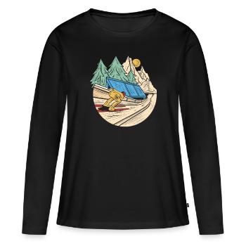 Sauteurs à ski sur le tremplin de saut à ski, Zieeeehhhh - T-shirt manches longues Premium bio Femme - noir - Devant - Julia (174cm)