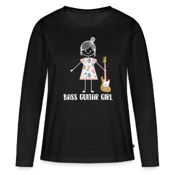 Basse Guitare Basse Guitare Basse Bassiste - T-shirt manches longues Premium bio Femme - noir - Devant - Julia (174cm)