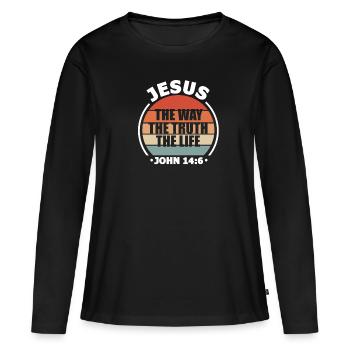 Jésus-Christ Christ Religion chrétienne Don - T-shirt manches longues Premium bio Femme - noir - Devant - Julia (174cm)